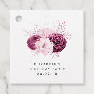 Étiquettes Cadeau Floral rose et bordeaux