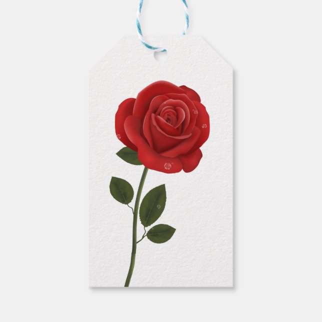 Étiquettes-cadeau Floral Rose rouge Fleurs Amour Mariage (Dos)