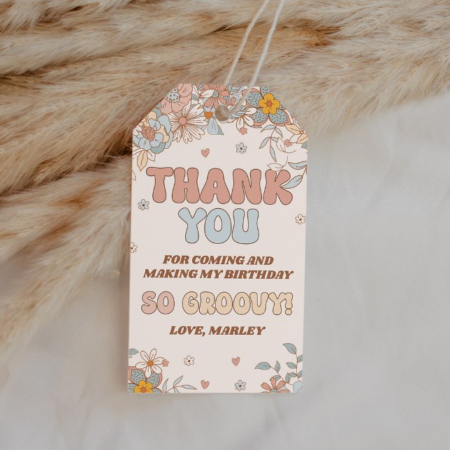 Étiquettes-cadeau Floral Super Rétro Anniversaire Merci Favor (Créateur téléchargé)