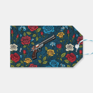 Étiquettes-cadeau Floral vintage Revolver Avec Bleu foncé Rose