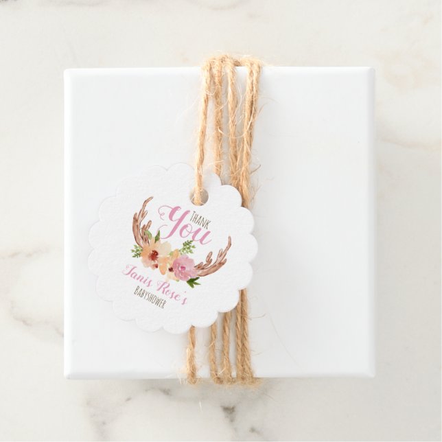 Étiquettes Cadeau Floral Woodland babyshower party de faveur (En situation)