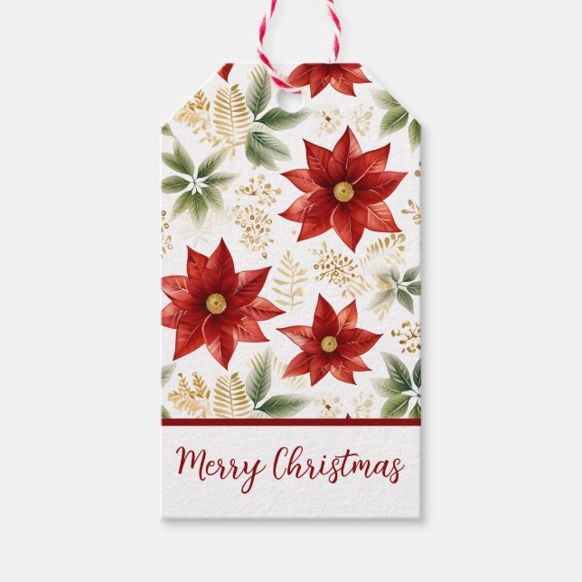 Étiquettes-cadeau Flore Poinsettia (Devant)