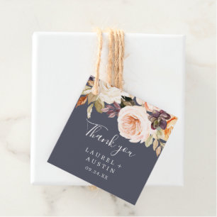 Étiquettes Cadeau Flore rustique Merci pourpre