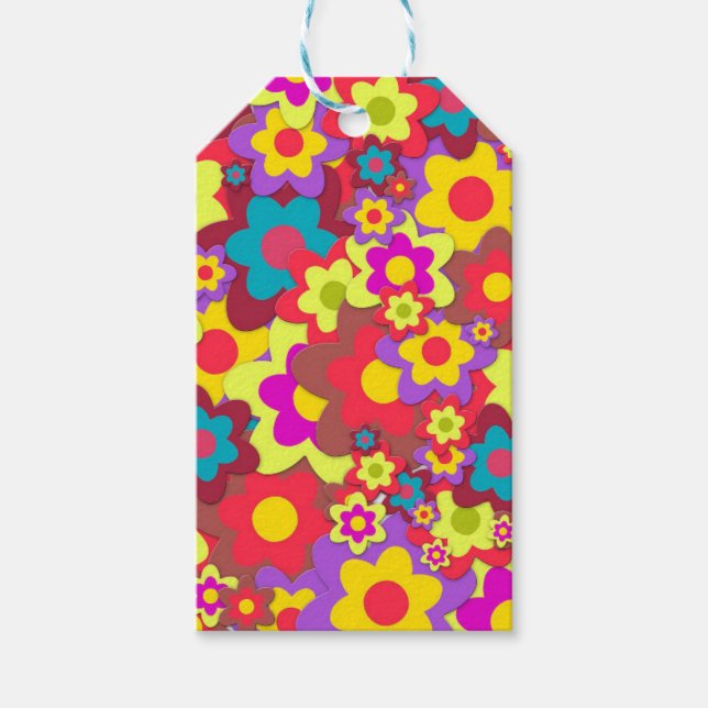 Étiquettes-cadeau Flower Power 60s hippy (Devant)
