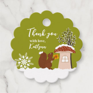 Étiquettes Cadeau Fluffy Squirrel Gift Winter Baby Shower Gift 