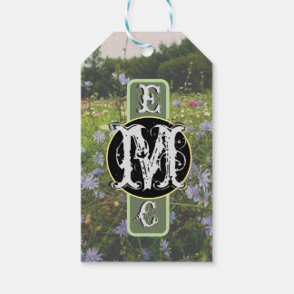 Étiquettes-cadeau Flux de fleurs Initiales Balises cadeaux