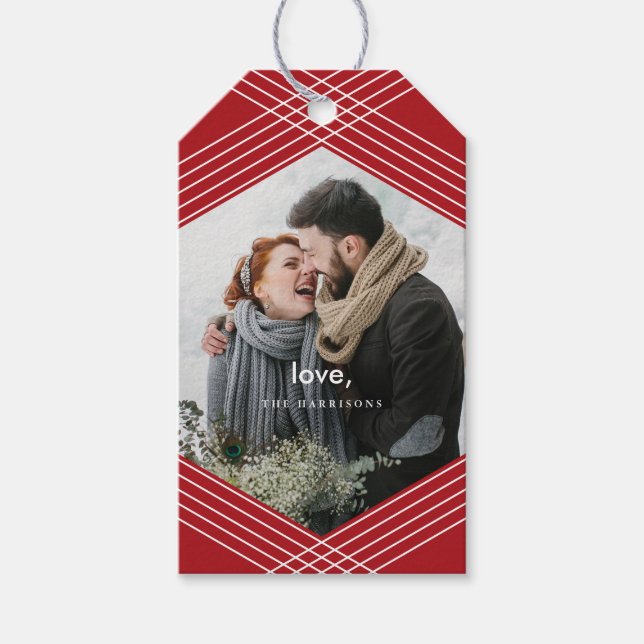 Étiquettes-cadeau Focus festive | Rouge | (Devant)