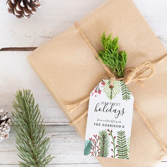 Étiquettes-cadeau Foliage de vacances Noël personnalisé (Holiday Foliage Christmas Personalized Gift Tags)