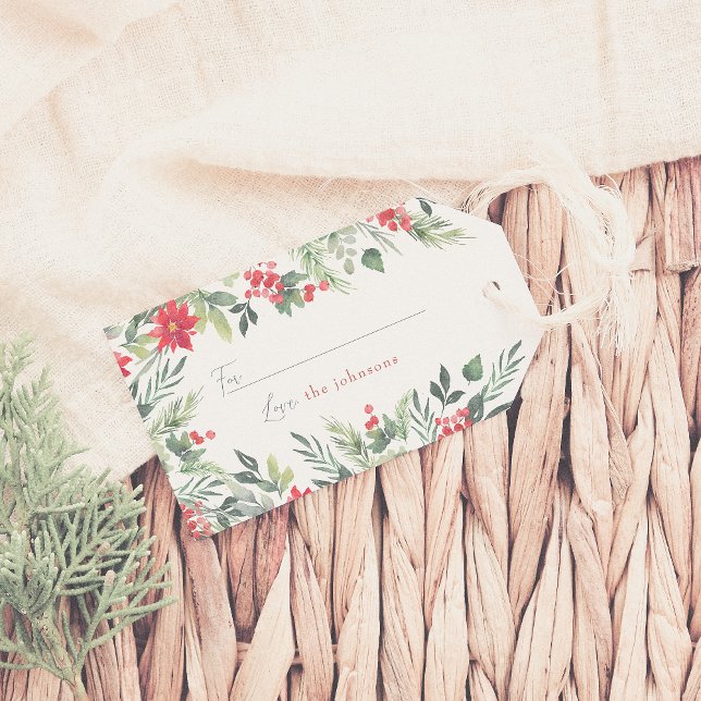 Étiquettes-cadeau Foliage d'hiver délicieux Nom de famille Noël (Créateur téléchargé)