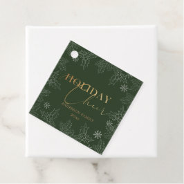 Étiquettes Cadeau Foliage d'hiver Élégant Script Faux Foil Vacances