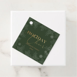 Étiquettes Cadeau Foliage d'hiver Élégant Script Faux Foil Vacances