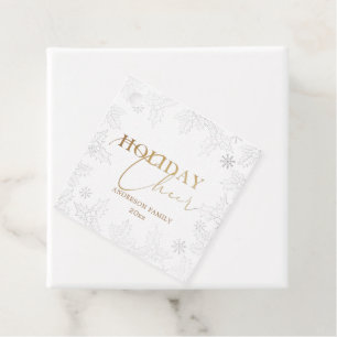 Étiquettes Cadeau Foliage d'hiver Élégant Script Faux Foil Vacances