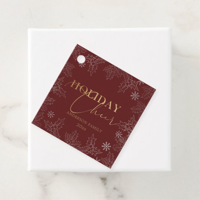 Étiquettes Cadeau Foliage d'hiver Élégant Script Faux Foil Vacances (En situation)