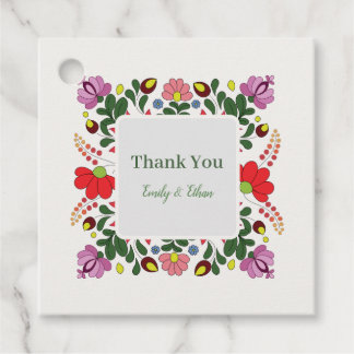 Étiquettes Cadeau Folk Floral Wedding Custom Design