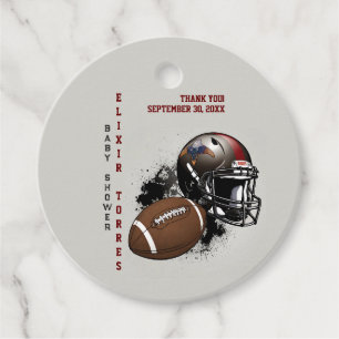 Étiquettes Cadeau Football américain Baby shower rouge et noir
