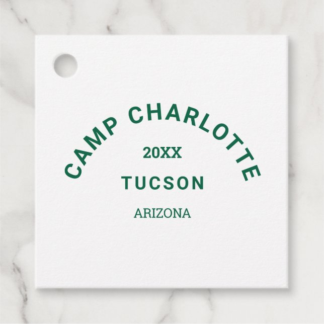 Étiquettes Cadeau Forest Green Camping Crest Camp Bachelorette (Devant)