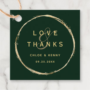 Étiquettes Cadeau Forest Green Rustic Gold Circle Mariage Merci