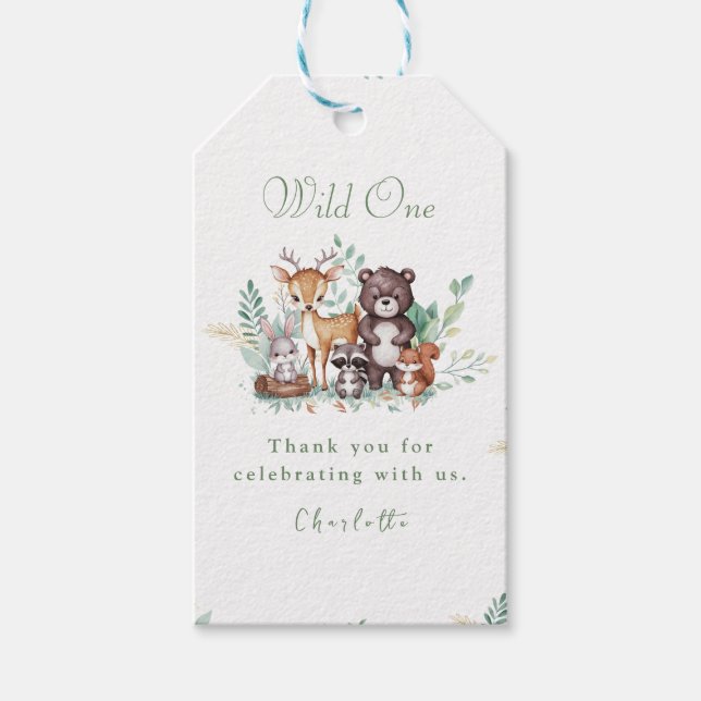 Étiquettes-cadeau Forêt amis premier anniversaire merci tag (Devant)