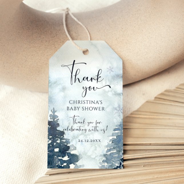 Étiquettes-cadeau Forêt d'hiver Bébé Il fait froid baby shower extér (Créateur téléchargé)