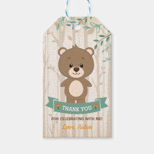 Étiquettes-cadeau Forêt d'ours de bois mou Baby shower d'anniversair