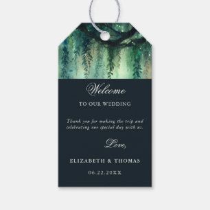 Étiquettes-cadeau Forêt enchantée Émeraude Mariage élégant Bienvenue