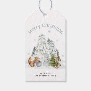 Étiquettes-cadeau Forêt forestière d'hiver Joyeux Noël