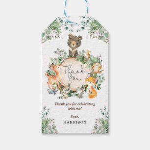 Étiquettes-cadeau Forêt verte mignonne Bois Animaux Merci