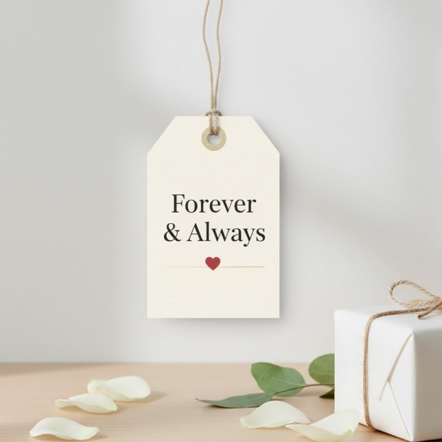 Étiquettes-cadeau Forever & Always | Minimalist Heart Romantic Weddi (Créateur téléchargé)