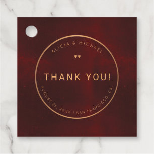 Étiquettes Cadeau Formal luxury burgundy gold wedding thank
