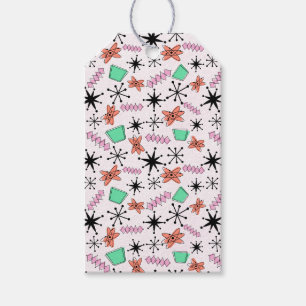 Étiquettes-cadeau Formes rétro atomiques rose orange et vert