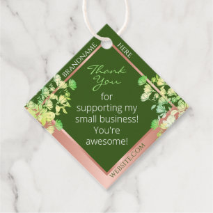 Étiquettes Cadeau Fournitures de produits floraux Forêt Vert et Rose
