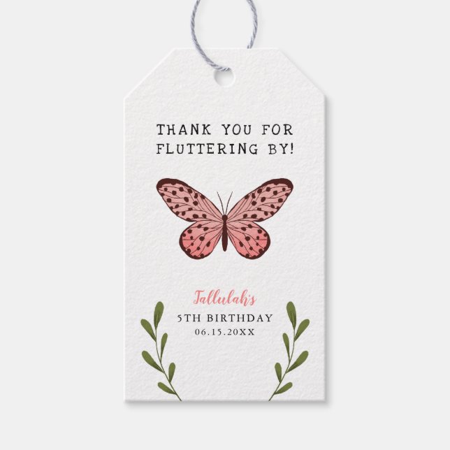 Étiquettes-cadeau Foutaise d'anniversaire papillon par Merci (Devant)