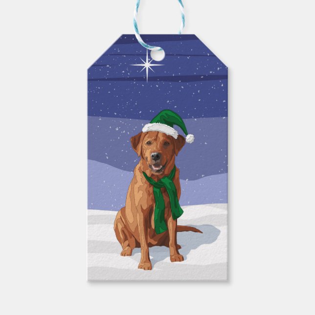 Étiquettes-cadeau Fox Red Labrador Retriever Chien de Noël (Devant)