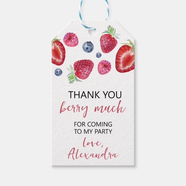Étiquettes-cadeau Fraise Anniversaire Merci Berry beaucoup (Devant)