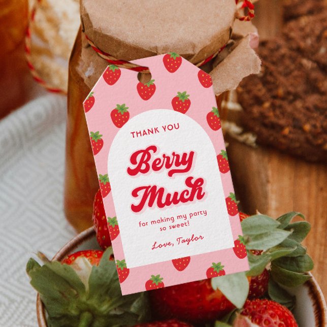 Étiquettes-cadeau Fraise Anniversaire Merci Favoriser (Créateur téléchargé)