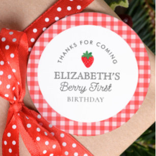 Étiquettes Cadeau Fraise Berry Premier pique-nique Anniversaire