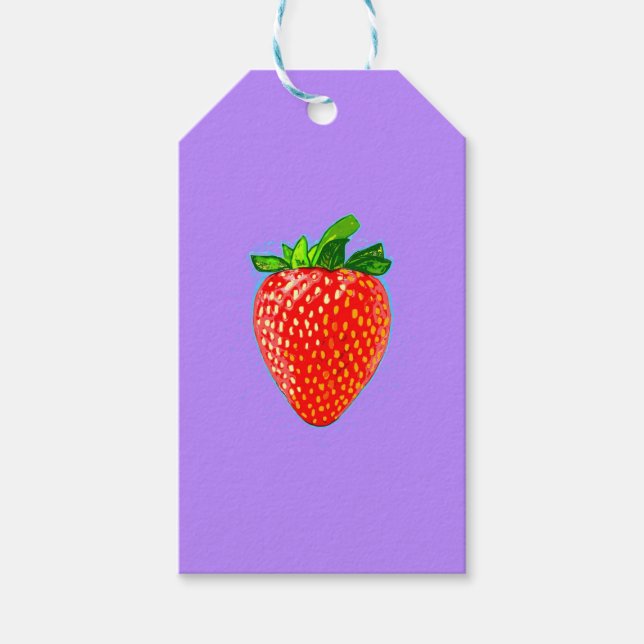Étiquettes-cadeau Fraise juteuse en style pop art (Devant)