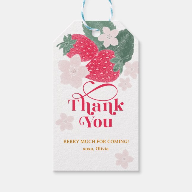 Étiquettes-cadeau Fraise Merci Beaucoup Faveur Anniversaire (Devant)