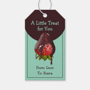 Étiquettes-cadeau Fraise recouverte de chocolat à la menthe Un petit