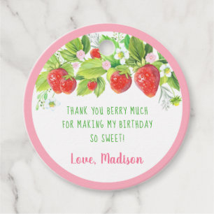 Étiquettes Cadeau Fraise rose Fleur Berry Douce Anniversaire