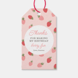 Étiquettes-cadeau Fraise rose Merci d'anniversaire