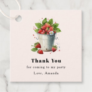 Étiquettes Cadeau Fraises fraîches cuites dans un Merci de seau