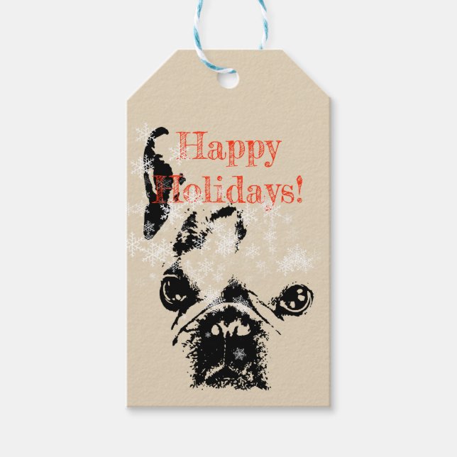 Étiquettes-cadeau French Bulldog Holiday (Devant)