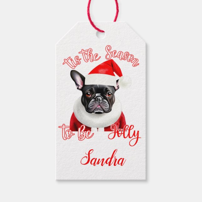 Étiquettes-cadeau French Bulldog Père Noël (Devant)