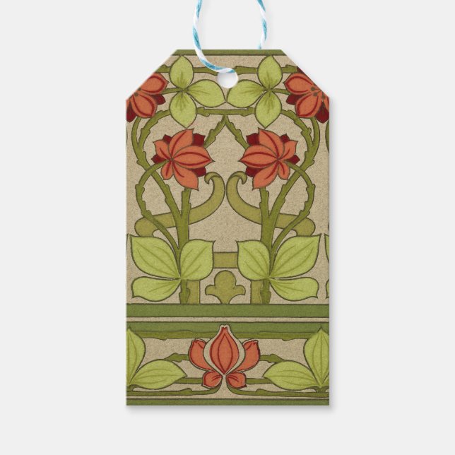 Étiquettes-cadeau Frieze Bordure Art Nouveau Floral (Devant)