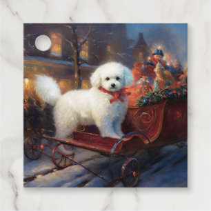Étiquettes Cadeau Frise de Bichon Frise Festin de Noël