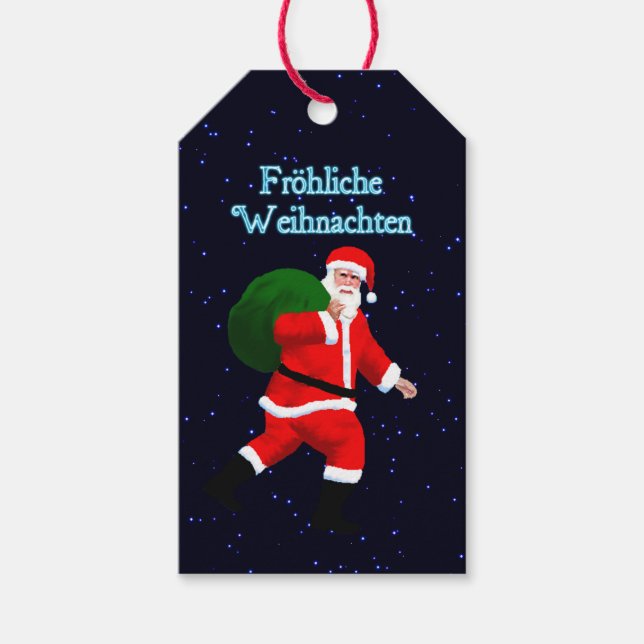 Étiquettes-cadeau Frohliche Weihnachten - Père Noël (Devant)