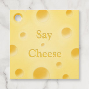 Étiquettes Cadeau Fromage Jaune Coupable "Say Cheese"