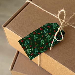 Étiquettes-cadeau Fruits de Noël et baies - vert