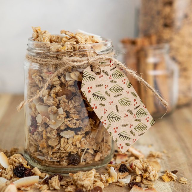 Étiquettes-cadeau Fruits de Noël et baies - vert olive (Créateur téléchargé)